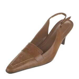 Lauren Ralph Lauren Women's Brown Leather Slingback Pumps Heels Size 10